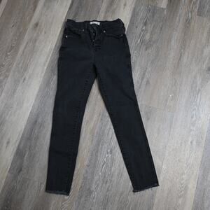 Madewell 10” High Rise Skinny Jeans Womens 26 Black Button Fly Raw Hem